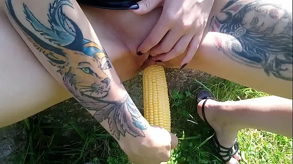 XXX Lucy Ravenblood fucking pussy with corn in public fresh Movies