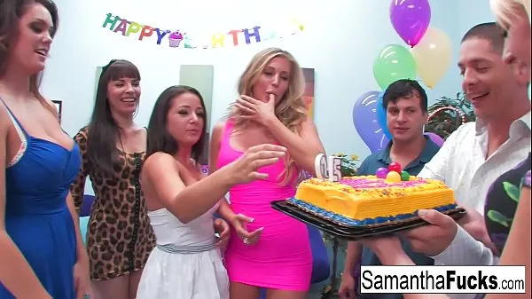 XXX Samantha celebrates her birthday with a wild crazy orgy Filem baharu