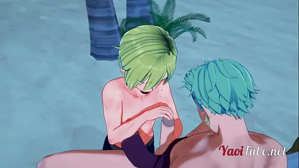 XXX One Piece Yaoi - Zoro x Sanji Handjob and Blowjob in a beach - anime Manga Gay fresh Movies
