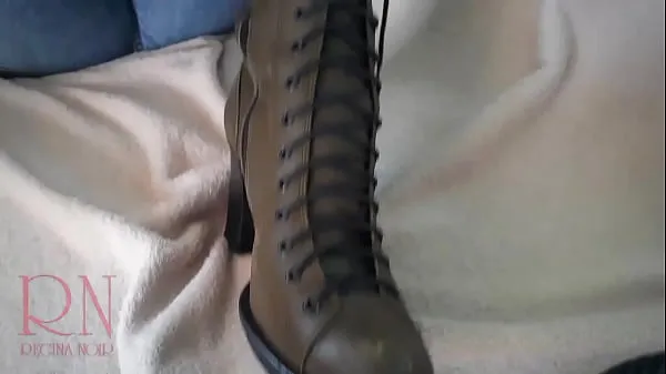 XXX Look, what mighty heels! I can step on your balls with my heel! Oooh, fetishist! Maybe I should step on your face? Or step on your dick? The laces are strong! I can tie your dick! Smell the new skin of my boots! You can cum! Come to me more often fresh Movies