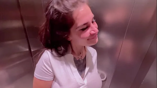 XXX Beautiful girl Instagram blogger sucks in the elevator of the store and gets a facial fresh Movies