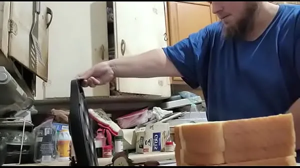 XXX Бутерброды с сыром на гриле, нарезанные моим 14-дюймовым ножом для хлеба/торта Fat Daddio свежих фильмов
