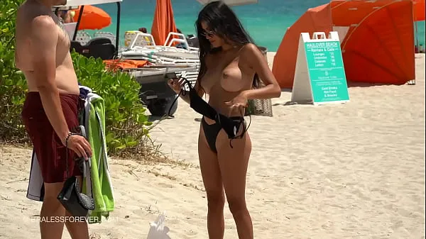 XXX Huge boob hotwife at the beach fresh Movies